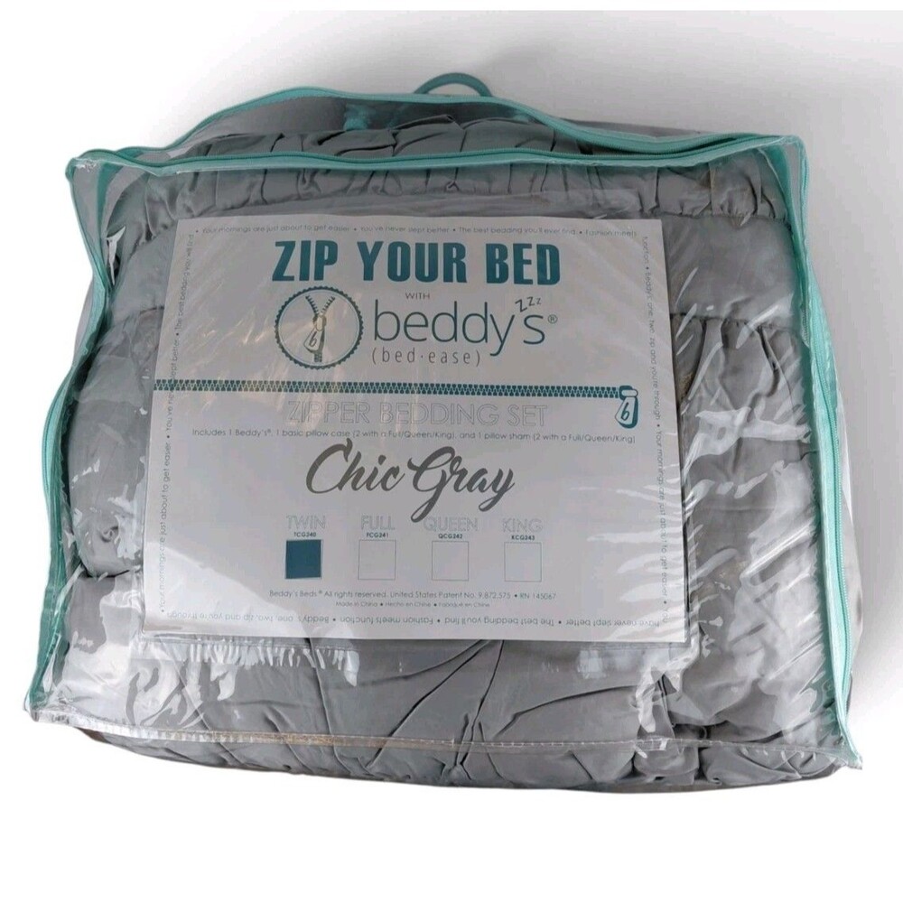 Beddy's Boho Chic Gray Twin Bedding Set Zip Base Pillowcase & Sham
